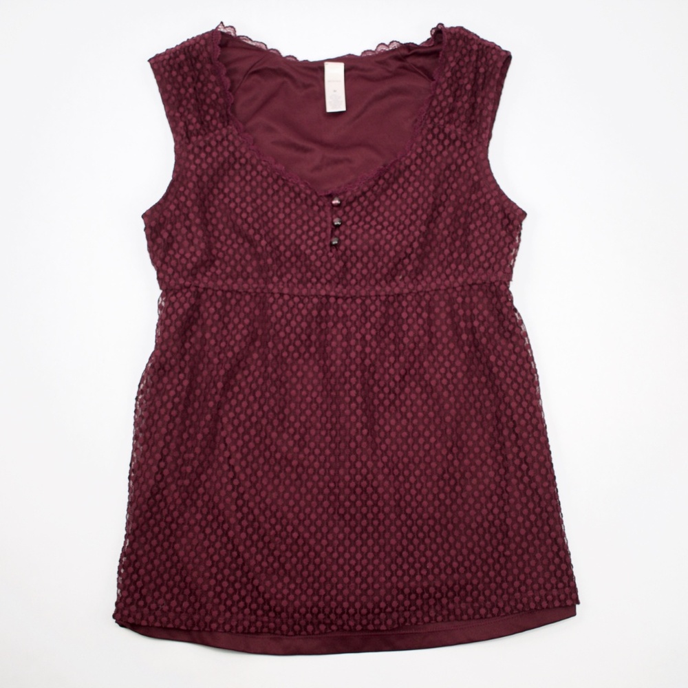 Merona Burgundy Lace Sleeveless Blouse